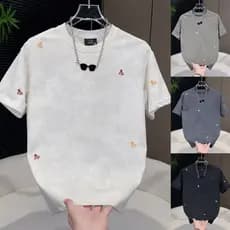 Camiseta masculina de manga curta roupas masculinas luz luxo High-End bordado Tie-Dye na moda camiseta masculina roupas