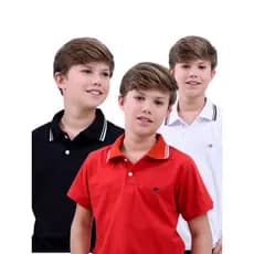 kit 3 Camiseta Gola Polo Infantil Para Menino 100 % Algodão Camisa Para Criança Basica