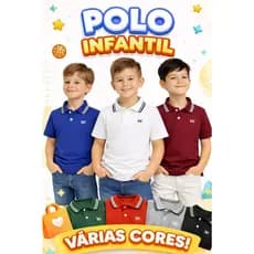 Kit 3 Camiseta Infantil Básica Algodão Masculina Comfortavel Gola Polo Menino