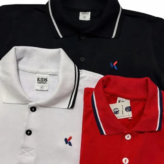 Kit 3Polo Infantil Algodão Casual Estilo do 1 ao 14 Anos