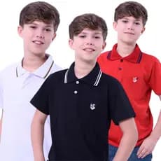 Kit 3 Camisas Gola Polo Infantil Masculino confortavel Malha Premium