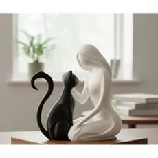 Mulher e o Gato escultura moderna