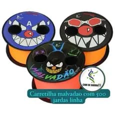 Carretilha de pipa Malvadao 21 cm + 500 jardas fio 10 de linha coloridas.