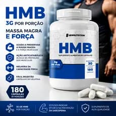 HMB 3g 180 Cápsulas De Alta Concentração Performance Força Treino Hipertrofia Potencia Natural
