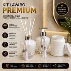 Kit Banheiro Lavabo Premium Conjunto Porta Algodão Acessórios Escova Maquiagem 5 Peças Luxo Branco