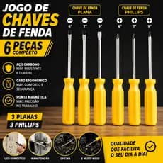 Jogo Com 6 Chave de Fenda e Phillips Kit Profissional Imã Imantada Magnética