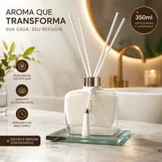 Kit Aromatizador De Ambiente Com Bandeja Decorativa Home Decor Banheiro Lavabo Perfume Luxo - Branco