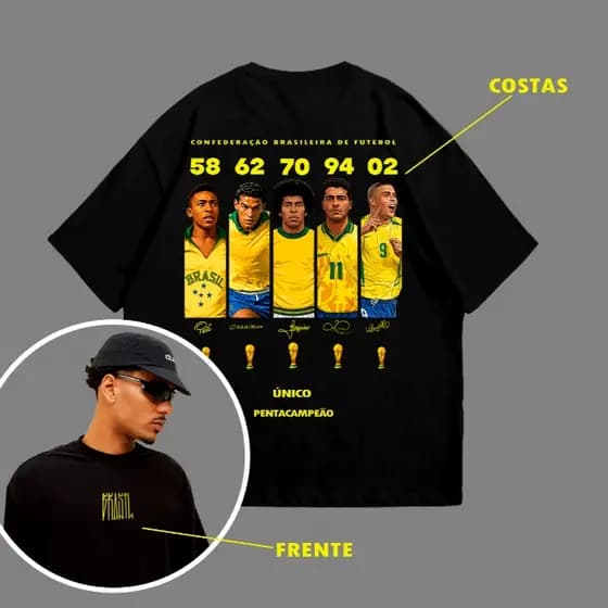 Camiseta Unissex (LANÇAMENTO) ÚNICO PENTA CAMPEÃO DO MUNDO URBAN 100% Algodão Varias Cores Disponíveis do P ao Pluz size