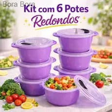 Conjunto com 6 Potes Redondos Multiuso com TampaHWYC