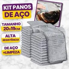 Kit 3/5/10/20 Panos de Limpeza Aço Inoxidável Esponja Arear Panela Fogão Tira Gordura Reutilizável