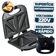 Sanduicheira Elétrica 220V 800W Antiaderente Termostato Automático