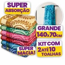 Kit Toalhas de Banho Banhão Gigante Jacquard 70x140 Macia Alta Absorção Casa Hotel Pousada