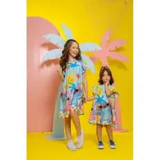 Vestido infantil vestido stitch vestido alienígena azul vestido colorido bonito vestido tecido fresco leve lilo e Stitch