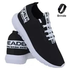 Tênis Masculino Header Impulse Academia Caminha Top Mais Relógio De Brinde
