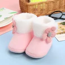 Botinha Sapatinho Tênis para Bebê menina, com forro peluciado e fechamento em velcro até 18 meses, Outono e Inverno