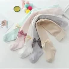 Meia-Calça Bebê Infantil menina em algodão com Laço e renda, Macia confortável antialérgica, Primavera Verão  0 a 6 anos