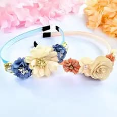 Kit duas Tiara Infantil, faixa de cabelo Floral Luxo Menina, Acessório de Cabelo com Flores, Pérola para Festa, Batizado