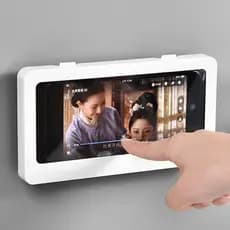 Capa Porta Celular Impermeável e Anti embaçante Com Suporte Adesivo Banheiro Use no Banho Cozinha Área de Serviço