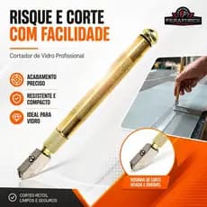 Cortador de Vidro e Espelho com Reservatório Riscador Diamantado Alta Durabilidade Tipo Caneta