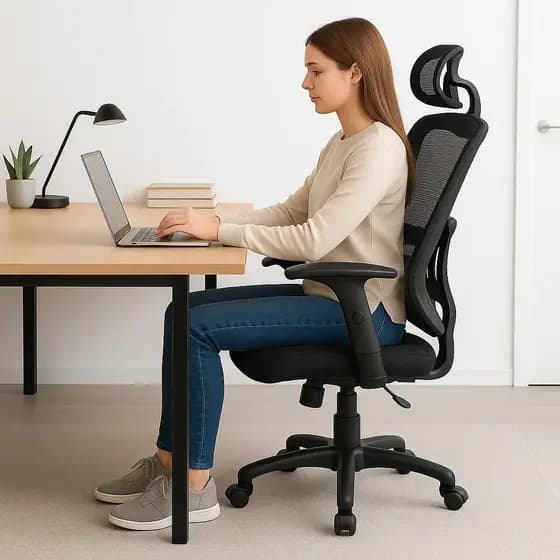 Cadeira de Escritório Gamer Giratória Preta com Apoio Lombar Home Office Computador Trabalhos
