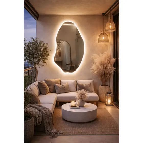 Espelho Grande Orgânico Led90x60cm Quarto Sala Loja Banheiro