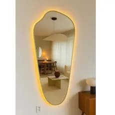 Espelho Organico Grande Com LED Quarto Sala Loja Banheiro
