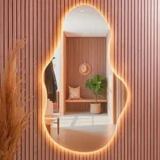 Espelho Orgânico Grande Com LED Quarto Sala Loja Banheiro