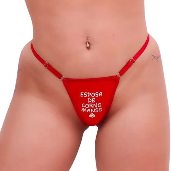 Calcinha Hotwife Sensual Frase Esposa de Corn Ajustes Nas Laterais