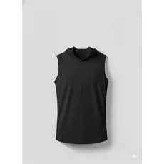 Regatas PRETA Masculina Longline com Capuz Lisa