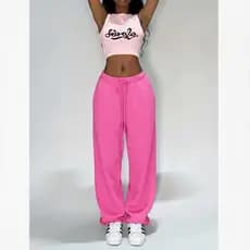 Calça Hip Hop Larga Moletom Wide Leg Estilo Streetwear