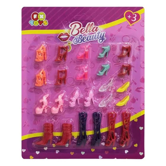 KIT SAPATOS / SANDALIAS E BOTAS PARA BONECA BELLA BEAUTY 9/ 12 PARES
