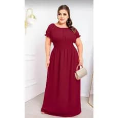 Vestido Pipoquinha Vinho Marsala Bordô Plus Size G2 G3 G4 G5 longo Duna moda feminina Evangélico pipoca estica Ciganinha
