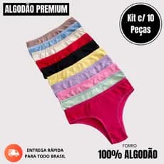 Kit 10 Calcinhas Tradicional Adulto Tanga Algodão Casual Confortável
