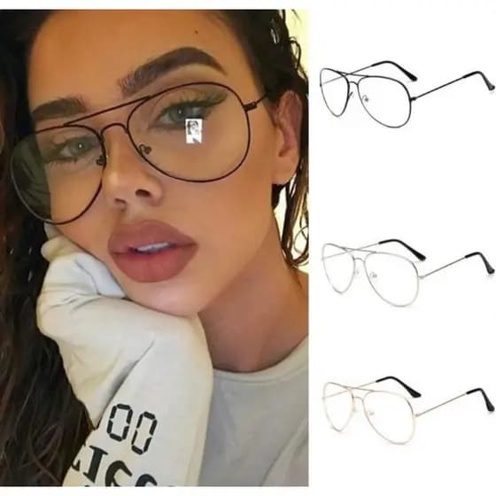 Óculos Armação Unissex Retro Aviador Armação De Metal Lentes Claras