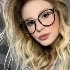 Óculos Femininos Com Armação / Lentes Claras / Redondos Grandes / De Metal