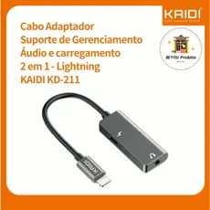Adaptador Kaidi KD-211 Lightning para P2 e Carregamento iPhone Original 2 em 1