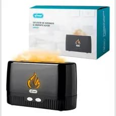 Umidificador Ultrassônico LED Efeito Chama USB Aromatizador Madeira