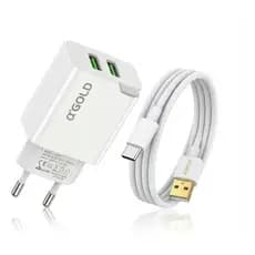 Carregador Turbo A'Gold CA19-10 3.1A com Cabo USB-C Tipo C Original Branco