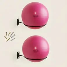 Kit 02 Suporte Bola Pilates Suiça + Parafuso e Buchas Aço Reforçado