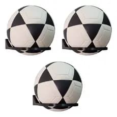 Kit C/ 3 Suporte Bola Futebol Basquete Vôlei Display Parede Preto