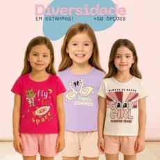 Conjunto 2 peças Infantil Menina 01 ao 14 Anos Conjuntos Menina Roupas Sortidas Dia a Dia Conjuntos Bebê