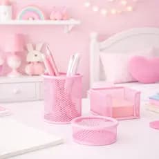 Kit 3 Porta Objetos Organizador de Mesa aramado tons pastel Rosa Verde Azul Organização (escolha cor)