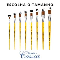 Pincel Chato Escolar Cabo Curto Ref.167 - Pincéis Cassia (Escolha o Tamanho)