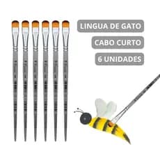 KIT 6 PINCEL PARA PINTURA CHATO FILBERT ARTISTICO LINGUA DE GATO CABO CURTO 426 - PINCEIS CASSIA