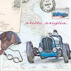 Guardanapo para Decoupage Vintage Azul Carro Bugatti 1931- Kit com 02 Und Iguais- Guardanapo para Artesanato