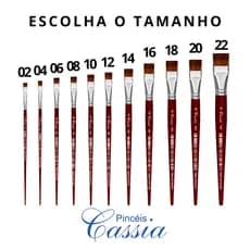 Pincel Chato Artistico Cabo Curto Ref.123 - Pincéis Cassia (Escolha o Tamanho)