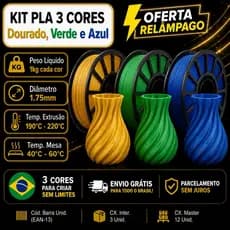 Kit copa filamentos 3d PLA Aura 1,75mm 3kg