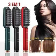 Escova Alisadora de Cabelos LED Multifuncional - Alisador Chapinha Bivolt Placas de Cerâmica PTC Com Iôns