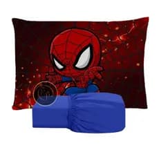 JOGO DE LENÇOL SOLTEIRO INFANTIL DE LUXO HOMEM ARANHA SPIDER MAN FRONHA TRAVESSEIRO, LENÇOL DE ELASTICO