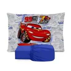 JOGO DE LENÇOL SOLTEIRO DE LUXO INFANTIL CARROS MCQUEEN FRONHA TRAVESSEIRO LENÇOL DE ELASTICO